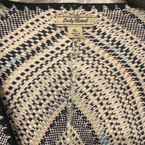 Lucky Brand Knit Open Front Cardigan Size Medium. Color: WhiteBlue. Size: XL - Picture 3 of 6